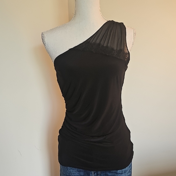 WHBM Elegant Black One-Shoulder Top - Picture 1 of 6